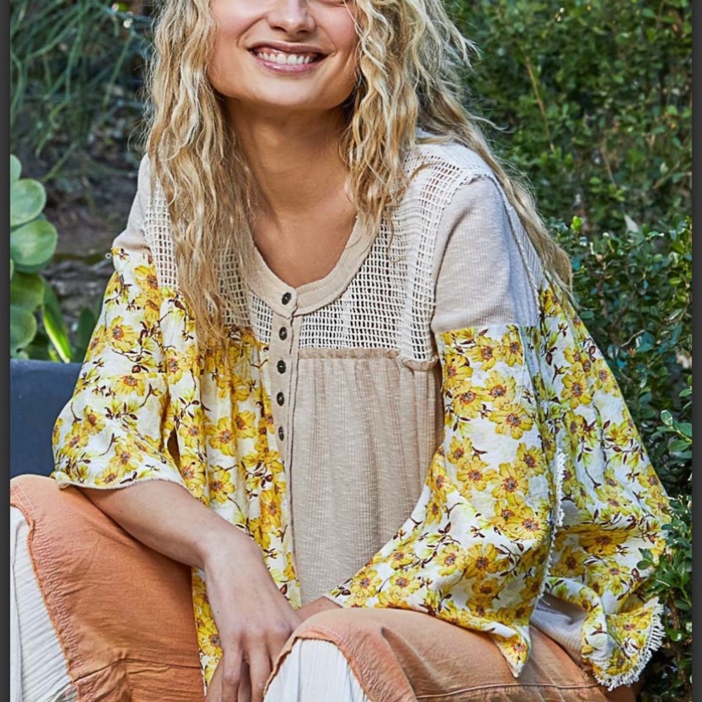 Floral Patchwork Button-Up Top - image 2